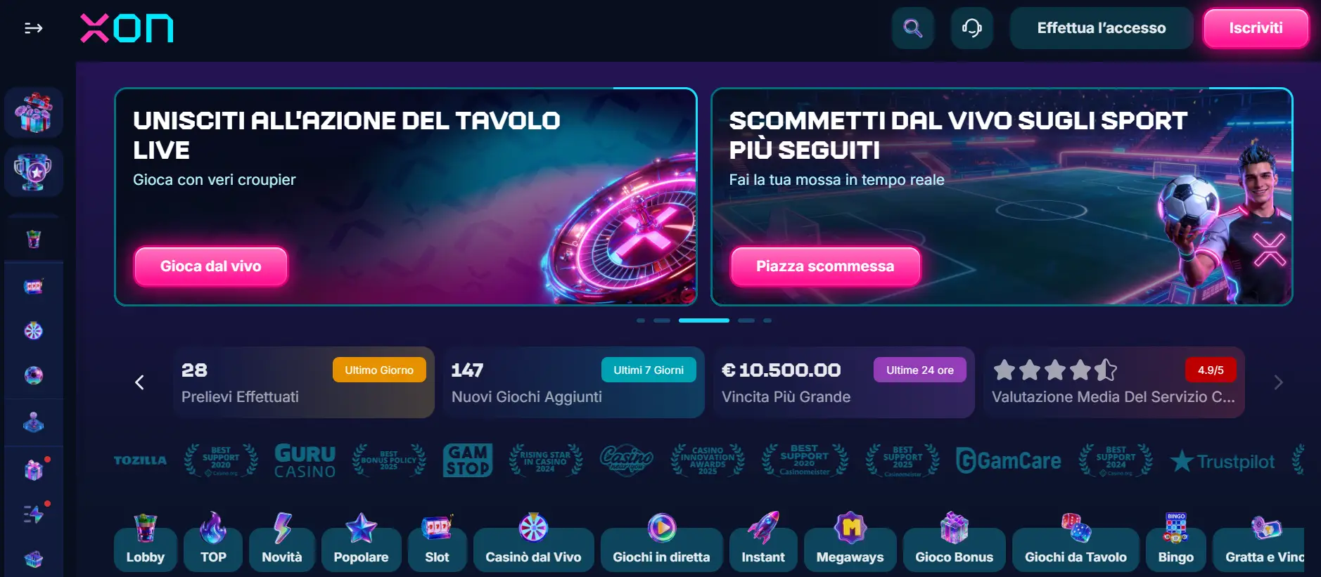 Schermata di XON.bet Casino